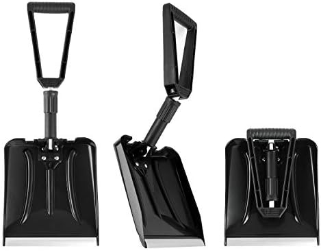 ELIVERN Foldable Snow Shovel, Compact Snow Shovel with Comfortable D-Grip Handle and Durable Aluminum Edge Blade, 13"-26" Portable Snow Shovel for Car, Truck, SUV (9" Blade)