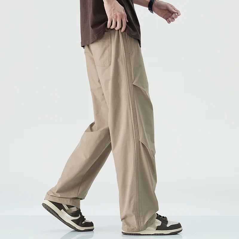 Summer Vintage Casual Men's Baggy Pants Korean Straight Loose Wide Leg Trousers4