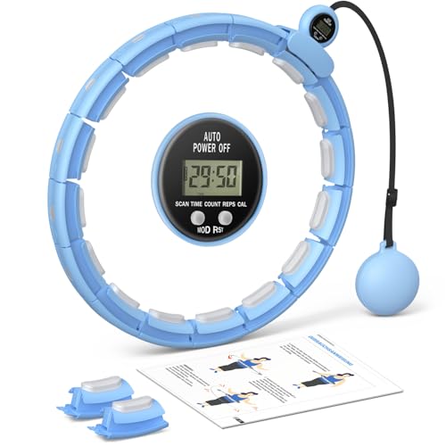 MERACH Hula-Hoop-Reifen für Erwachsene mit Kalorienzähler, Geräuscharm Fitness-Hula-Hoop, Abnehmbar, für 84-144 cm Taillenumfang, für Fettverbrennung und Cardio, Heimtrainingsgerät - Blau