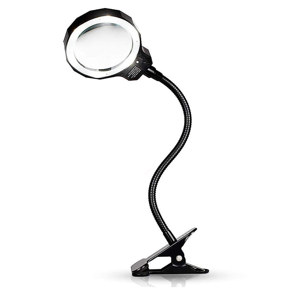 Lampe de grossissement LED 5X loupe bureau clipsable verre