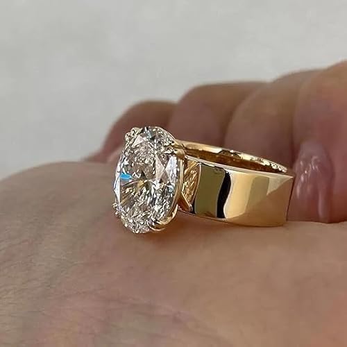 Shankar Jewels 4.00Ct Oval Cut Lab Created Diamond Solitaire Woman's Engagement Ring 14K Yellow Gold Finish 925 Sterling Silver