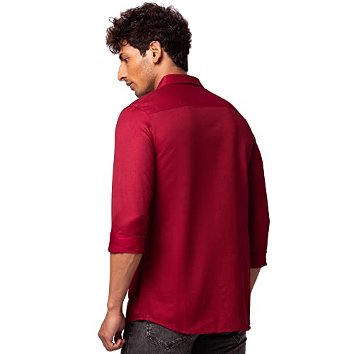 Image of Spykar Men's Slim Fit N /A Full Sleeve Solid Casual Shirts