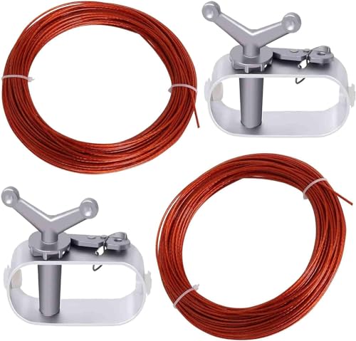 2 Set Pool Cover Cable Ratchet Winch Kit for Above Ground Swimming Pool Covers Securing Cable Wire Ratchet Winch Winterize Pool Closing Kit 100 Feet with 131 Feet Cable Winch