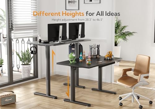 Image of Claiks Electric Standing Desk with Drawer 48 x 24 Inch Black
