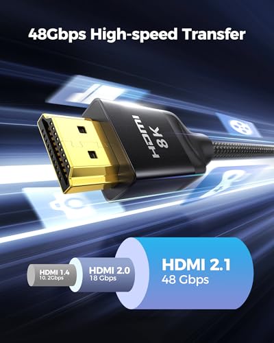 Image of Silkland 10K 8K HDMI 2.1 Cable 10FT, (Upgrade Braided) Certified Ultra High Speed HDMI Cable [8K@60Hz, 4K@120Hz] 48Gbps, HDR, eARC, HDCP 2.2&2.3, Compatible for Soundbar /PS5 /Xbox /Roku TV