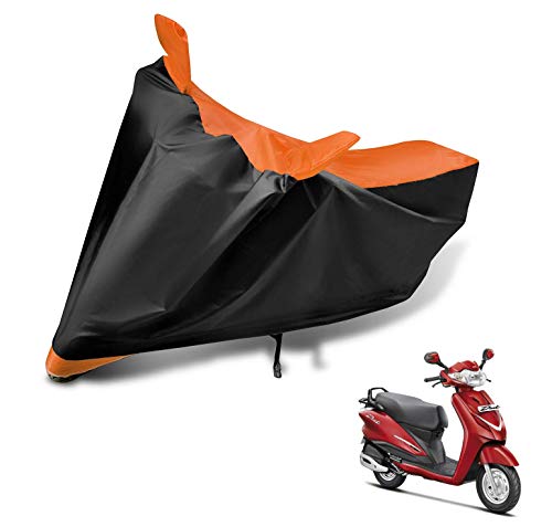 Image of Auto Hub Scooty Cover Compatible with Hero Duet with Mirror Pocket, Dustproof, Heat Resistant, Triple Stitched, Duet Scooty Cover- Black, Orange