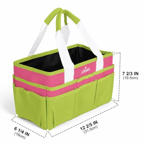 Image of JJRING Craft Organizer Tote Bag Art Storage Caddy Bright Green and Red
