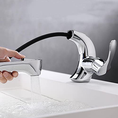 Mitigeur de lavabo avec douchette eau chaude froide robinet télescopique double mode - 3
