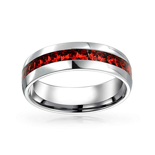 July Birthstone Month Crystal Eternity Band Ring Stainless Steel Custom Engraved2