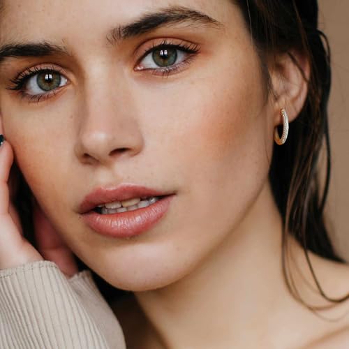 14K Gold Hoop Earrings for Women’s Hoop Earring Small Thick Hoops Earring Exquisite Diamond Hoops Earrings3