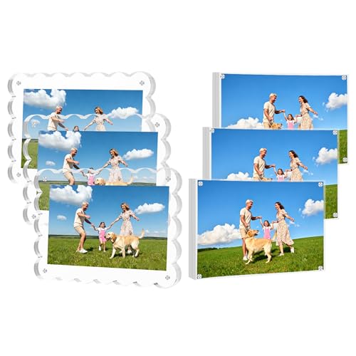 KRT 6 Pack Acrylic Picture Frames 4x6 Scalloped Acrylic Frame