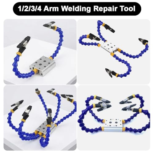 Image of Serplex Soldering Helping Hands Station with Weighted Metal Base Flexible Arms Alligator Clips, Solder Helping Hand Soldering Stand with Clamp for Electronics Repair PCB Work DIY Crafting