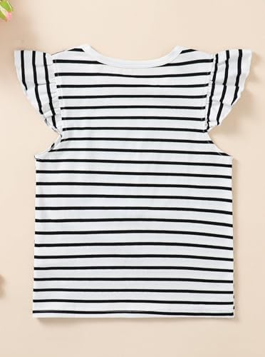 Image of Girls' Summer Shirts Cute Tops Ruffle Sleeve Crew Neck Casual Tees