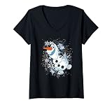 Damen Disney Frozen Olaf Dancing In The Snowflakes T-Shirt mit V-Ausschnitt