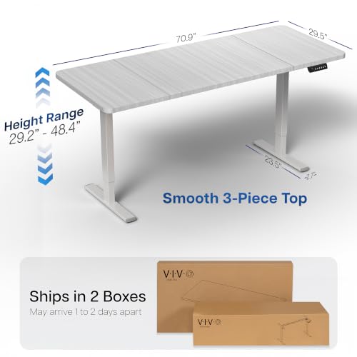 Image of VIVO Electric 71 x 30 in Standing Desk, Memory Height Adjustment, 1B Series, Holds 220 lbs, Dark Gray Top Gray Frame, DESK-KIT-1G7G