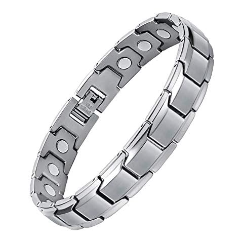 Jeracol Titanium Steel Magnetic Bracelets for Men,Magnetic Wristband with Ultra Strength Magnets Wristband,Length Adjustable Magnetic Brazaletes with Free Links Removal Tool & Gift Box Cover
