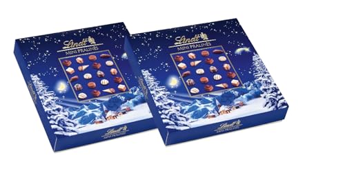 Lindt Schokolade Weihnachts-Zauber Mini Pralinés | 20 weihnachtliche Pralinen in 9 Sorten, zum Teil alkoholhaltig | Schokoladen-Geschenk zu Weihnachten | Pralinen-Geschenk, 2x100g