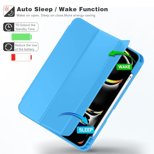Image of ZryXal New iPad Pro 13 Inch Case (M5) 2025 / (M4) 2024 with Pencil Holder, Smart iPad Case [Support Pencil Pro and Pencil (USB-C)], Support Touch ID and Auto Wake /Sleep (New Ocean Blue)
