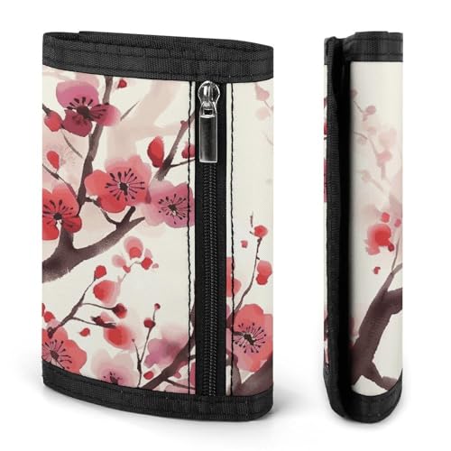 Japanese Spring Plum Floral Wallet Men Trifold Wallet Slim Coin Purse with 8 Card Slots Credit Card Holder3
