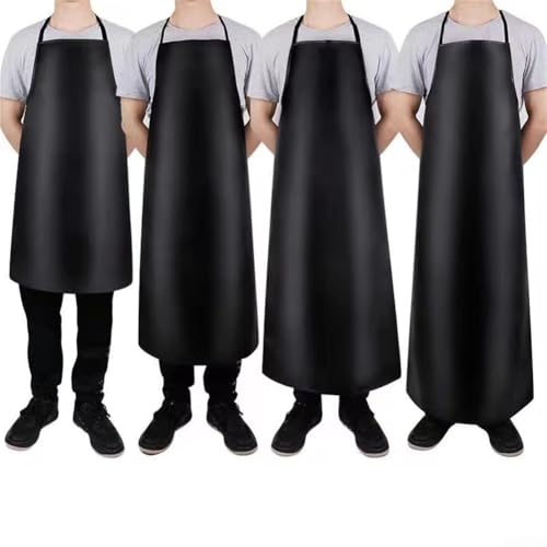 FUBESK Delantal de piel de PVC negro/marrón para cocina, a prueba de agua y aceite, resistente, varios tamaños (marrón XL), como se muestra en la imagen., Brown XL