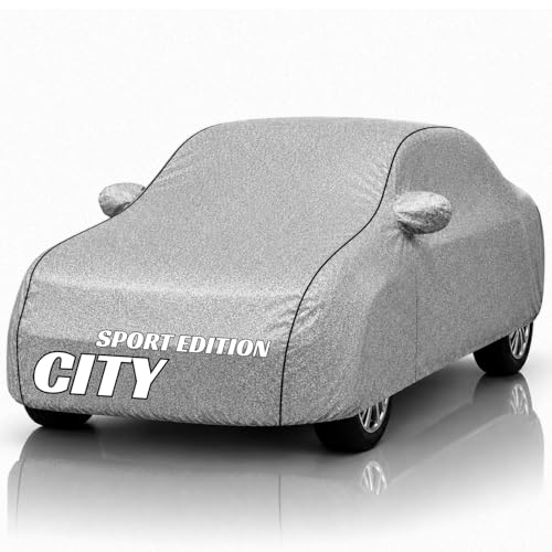 Image of Safe-Cars New Silver 100% Waterproof City Sport Edition Car Cover | Polyester Car Body Cover for Rain & Sun | UV Protection, Dustproof, Scratch Resistant, Windproof, Heat Resistant, Custom Fit