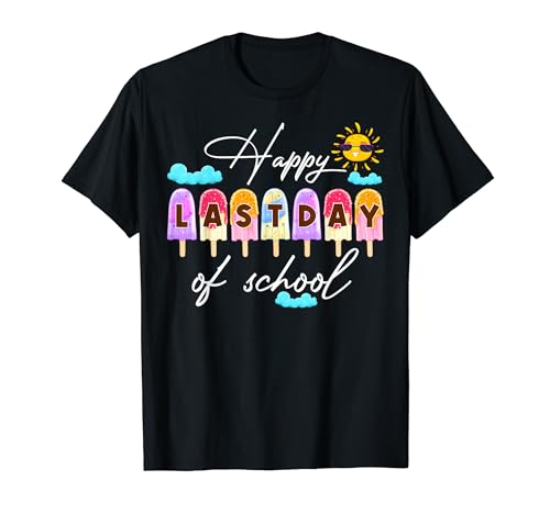 Funny Happy Last Day Of School Summer Vibes Student Teacher T-Shirt for Men Women Kids