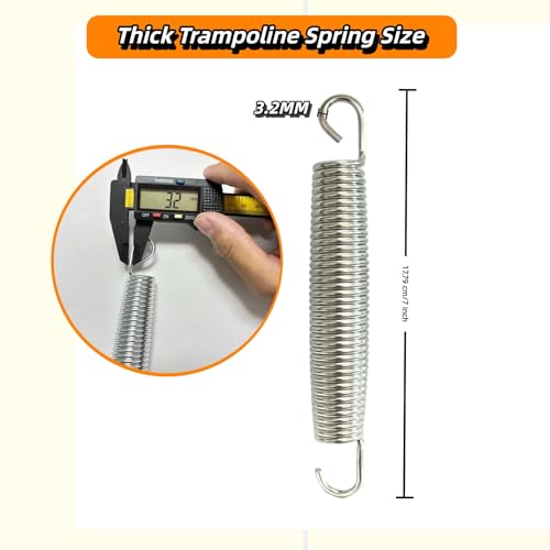 Abiphop 3PCS Trampoline Springs 7 inch Heavy Duty Replacement Trampoline Springs with Hook 3.2MM Wire Diameter Stainless Steel Trampoline Parts Sliver - Thumbnail 2