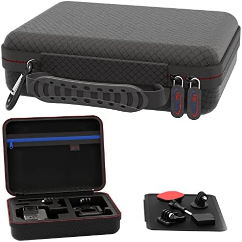 Digicharge Carry Travel Case, Compatible with Action Cameras Gopro Hero11 Hero10 Max Hero9 Hero8 Hero 11 Mini 10 9 8 7 Akaso Apexcam Dragon Touch Vemont Cam Small (22x17x6cm) Accessory Kit Cam Bag