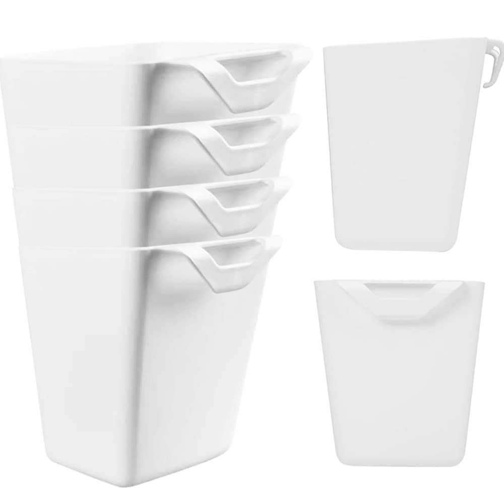 6 Pack Hanging Cup Holder, Rolling Cart Accessories Utility Cart Accessories Hanging Box Pencil Holder Storage Containers Cup Planter Hanging Buckets for Craft Supplies (White)