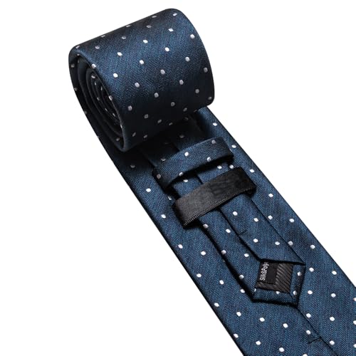 Image of Barry.Wang Ties for Men Silk Tie Sets Polka Dot Woven Necktie Pocket Square Cufflinks Business Wedding