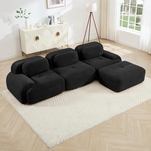 Image of Corduroy Modular Sectional Sofa, Oversized Cloud Couches for Living Room