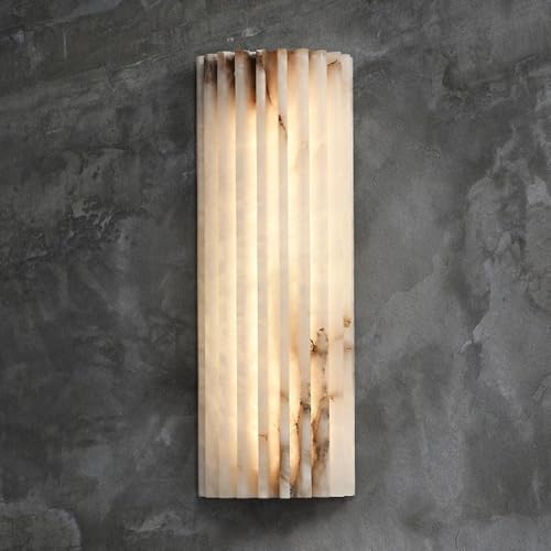 11.8in Natural Alabaster Wall Sconce Semicircle Marble Wall Light Hardwired