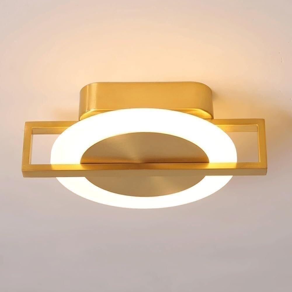 Gold Ceiling Light Fixture with LED Ring Dimming Modern Semi Flush Mount Lighting Mid Century Sconces for Living Room Dining Room Study Villa Bedroom Corridor Hall Entryway