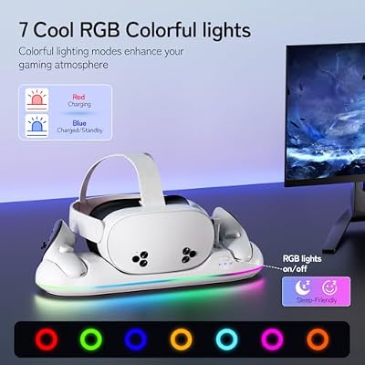 Head Strap with Battery&Charging Dock Compatible with Meta Quest 2, Charging Stand for Controller-2 Rechargeable Batteries, 10000mAh Battery Pack Extend 8H Playtime