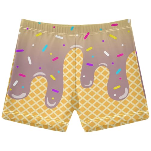 Boys Swim Trunks Quick Dry Kids Bathing Suit Ice Cream Light Brown Toddler Swim Shorts Boardshorts Swimwear 3t