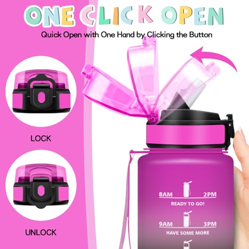 Trinkflasche Kinder, Trinkflasche 500ml, Wasserflasche mit Strohhalm, Auslaufsicher, Kann mit dir Tragen, Wasserflasche mit Zeitmarkierung… – Ansicht 2