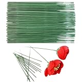 GAQWOK Green Floral Stems - 100pcs Plastic Flower Rods for Bouquets and Arrangements, Ideal for Crafts and Florists (17CM /6.7in)