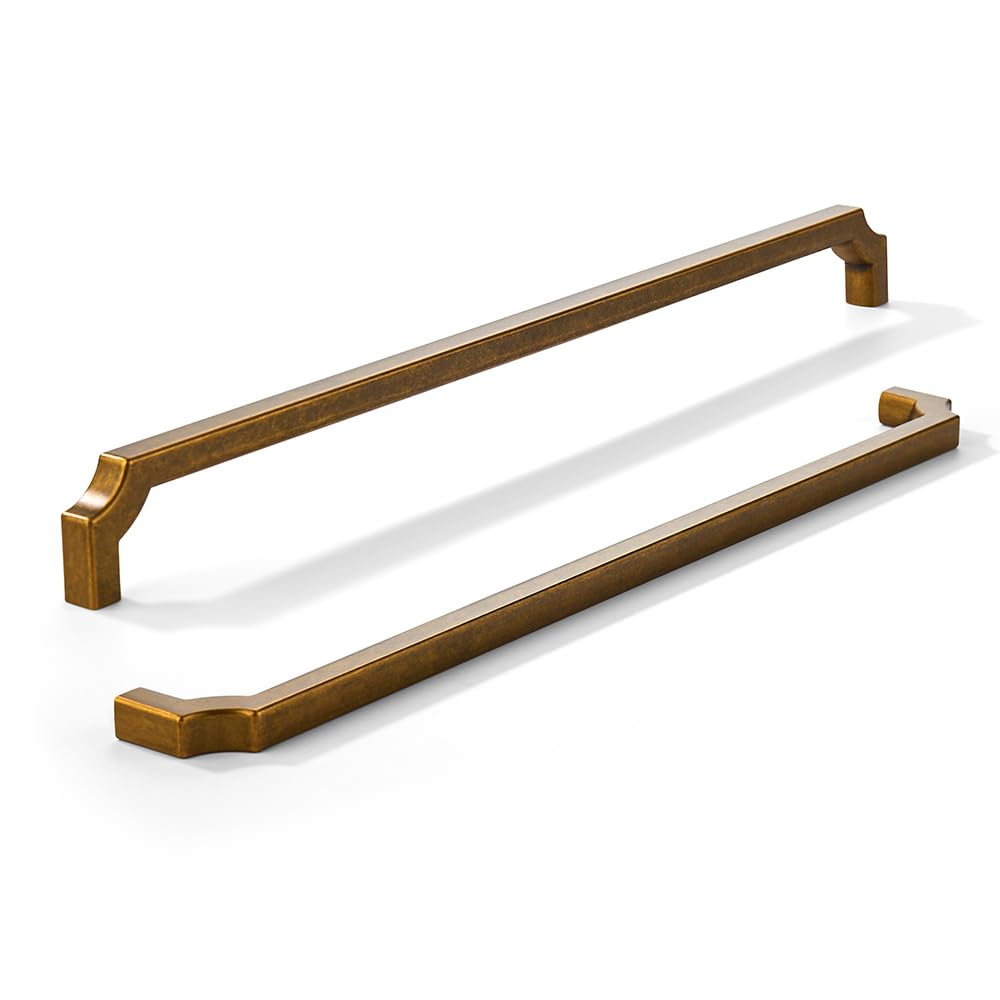 Khtumeware 1-Pack 12 Inch Square Champagne Bronze Appliance Cabinet Pulls, Solid Satin Brass Zinc Alloy Heavy-Duty Handles for Kitchen/Bathroom Cabinets, Drawers & Cupboards (12 Inch Center to Center) image