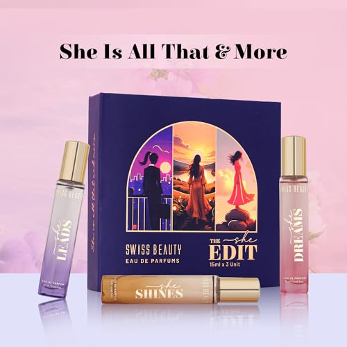 Image of Swiss Beauty The She Edit | 3-In-1 Perfume Gift Box | Long-Lasting Fragrances | Travel-Friendly | Perfect For Gifting | 45ml