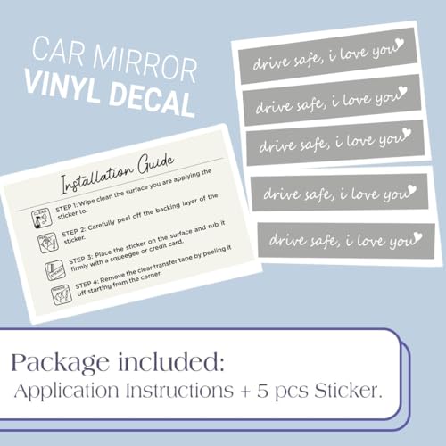 Image of 5X I Love You Drive Safe Mirror Sticker For Car, Drive Safe I Love You Decal, Rearview Mirror Decal, Car Stickers And Decals For Couple Boyfriend Girlfriend, Romantic Cars Rearview Mirrors Accessories