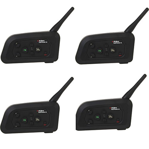 4 personas Vnetphone 4 piezas V4 1200m Bluetooth Intercom Moto Intercom Auriculares BT Interphone Casco Casco Auricular Comunicador 4 Riders Completo Dúplex
