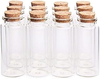 Danmu Art 30ml 30mm x 70mm Mini Glass Bottles Jars with Wood Cork Stoppers Small Glass Bottles Halloween Decorations(12PCS)