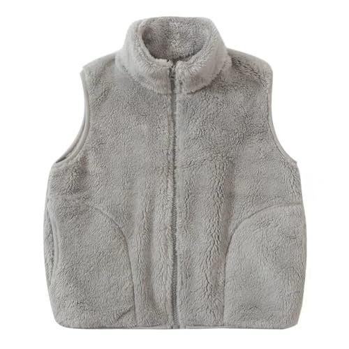 Image of Girls Boys Zippered Vest Warm Soft Fleece Outerwear Jacket with Pockets 3-12 Years