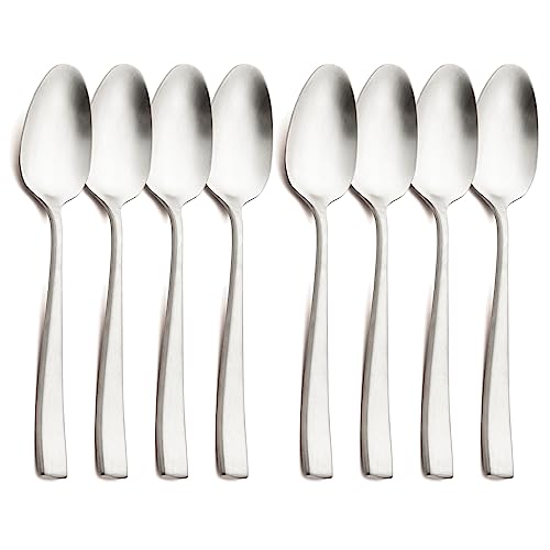 Snplowum 8-Piece Table Spoon, 18/10 Stainless Steel Heavy Duty Spoon Set For Dining Kitchen Dinner Spoons, Matte Silver Finished (7.67-inch)