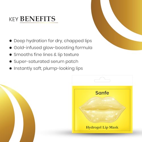 Image of Sanfe Hydrogel Lip Mask | Pack of 1 | Hydrating Care Treatment Patch for Dry Lips Routine | LipBalm & Gloss Alternative | Korean Style Sheet for Soft Smooth Texture | Skincare for Women