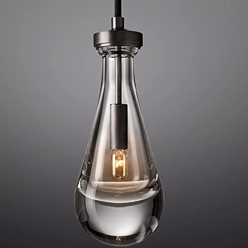 Mingfitow Pendant Light, Raindrop Black Pendant Light, Large Glass Pendant Light Glass Kitchen Pendant Lighting Over Island Pendant Lighting for Kitchen Island 、Pendant Light Fixtures