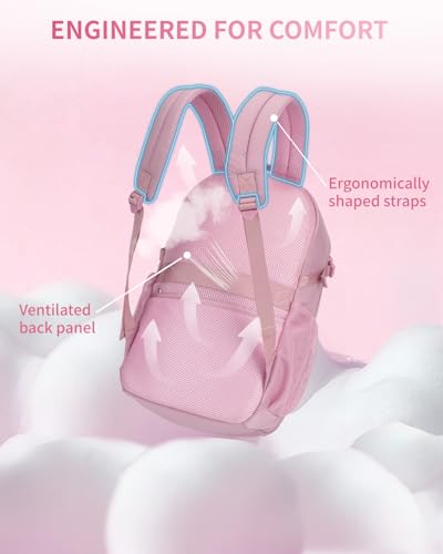 Image of ECOHUB Travel Backpack for Women, 17.3 inch Suspended Laptop Backpack, Fashion Water-Resistant 28L Personal Item Bag with 12 Pockets for Causal, Work, Pink