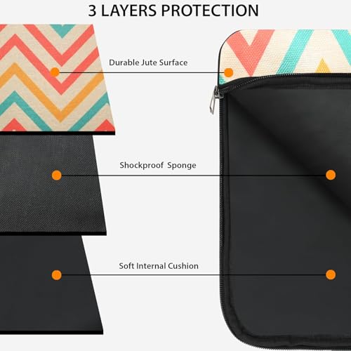 Image of Tabelito Designer Printed Laptop Sleeve for Women (13-15.6 Inch) | Jute & Vegan Leather Office Handbag | Lightweight Stylish Work Bag with Handle
