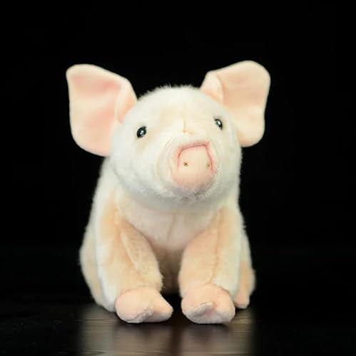 FIASHCN Cute Lifelike Pink Pig Plush Toy Lovely Simulation Pig Doll Stuffed Soft Animal Plush Toy for Kids Collection Gift 30cm Pig