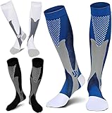 FEISIGE 3 Pairs Compression Socks, 20-30 mmHg Circulation Support - Ideal Compression Stockings for Running, Nursing, Flight, and Travel - Knee-High Varicose Veins Socks (Size: L/XL) Image